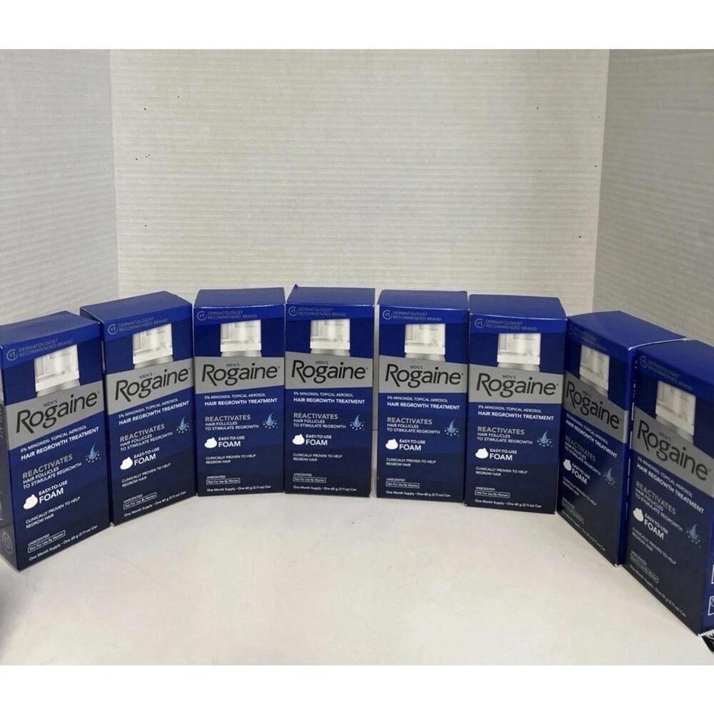 (8) ROGAINE 5% Minoxidil Topical Foam Sealed MENS 8 Month Supply